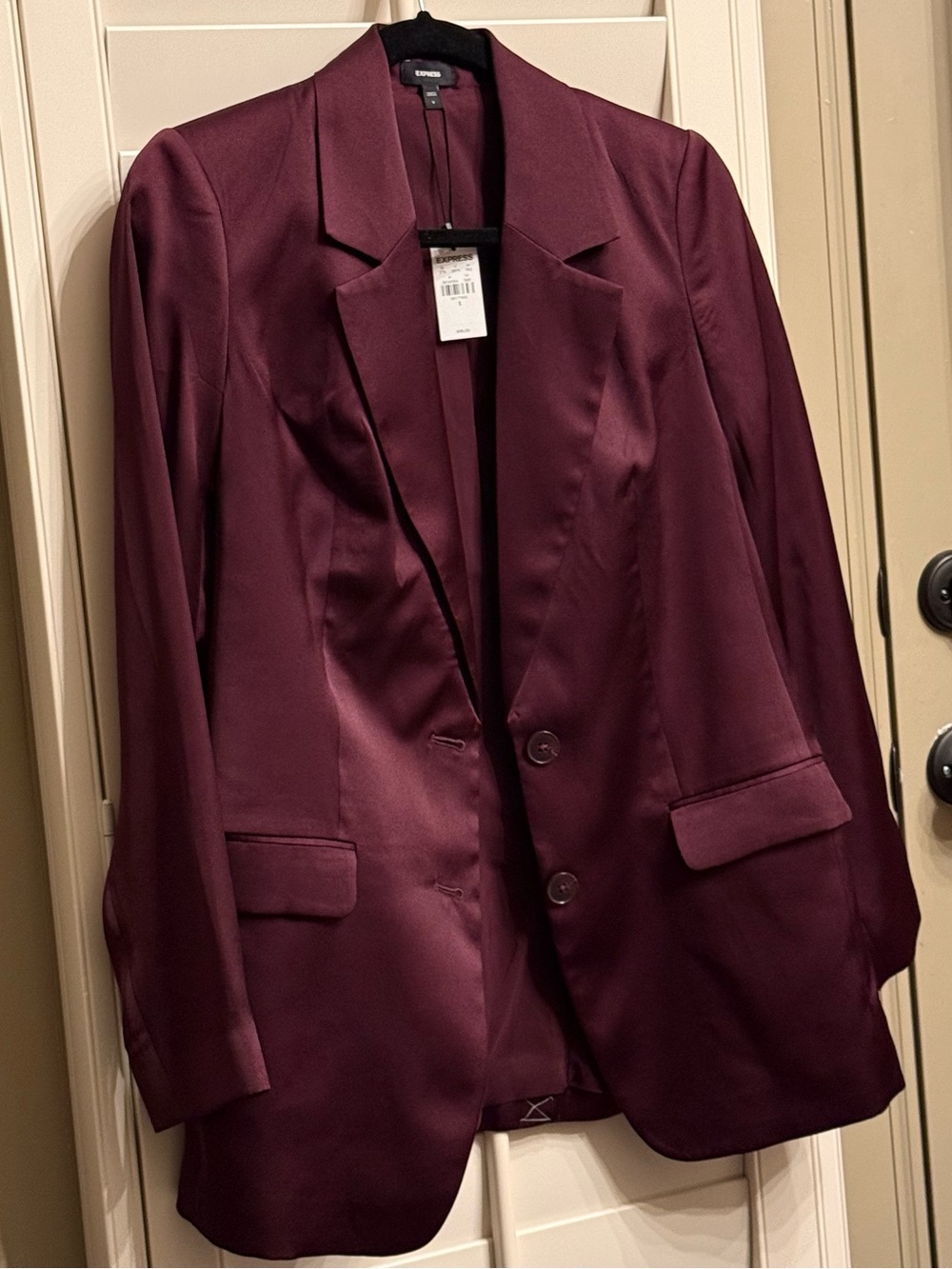 Express Satin Blazer Jacket - Deep Burgundy